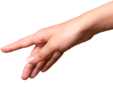 A woman's hand pointing down